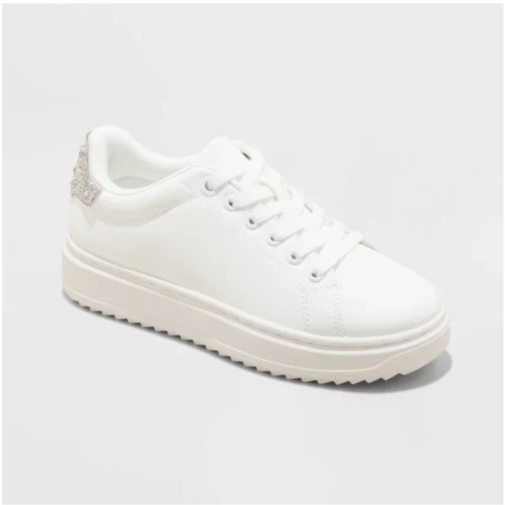 Women’s A New Day™ Peggy Rhinestone Fashion Sneakers Silver NEW retail $45